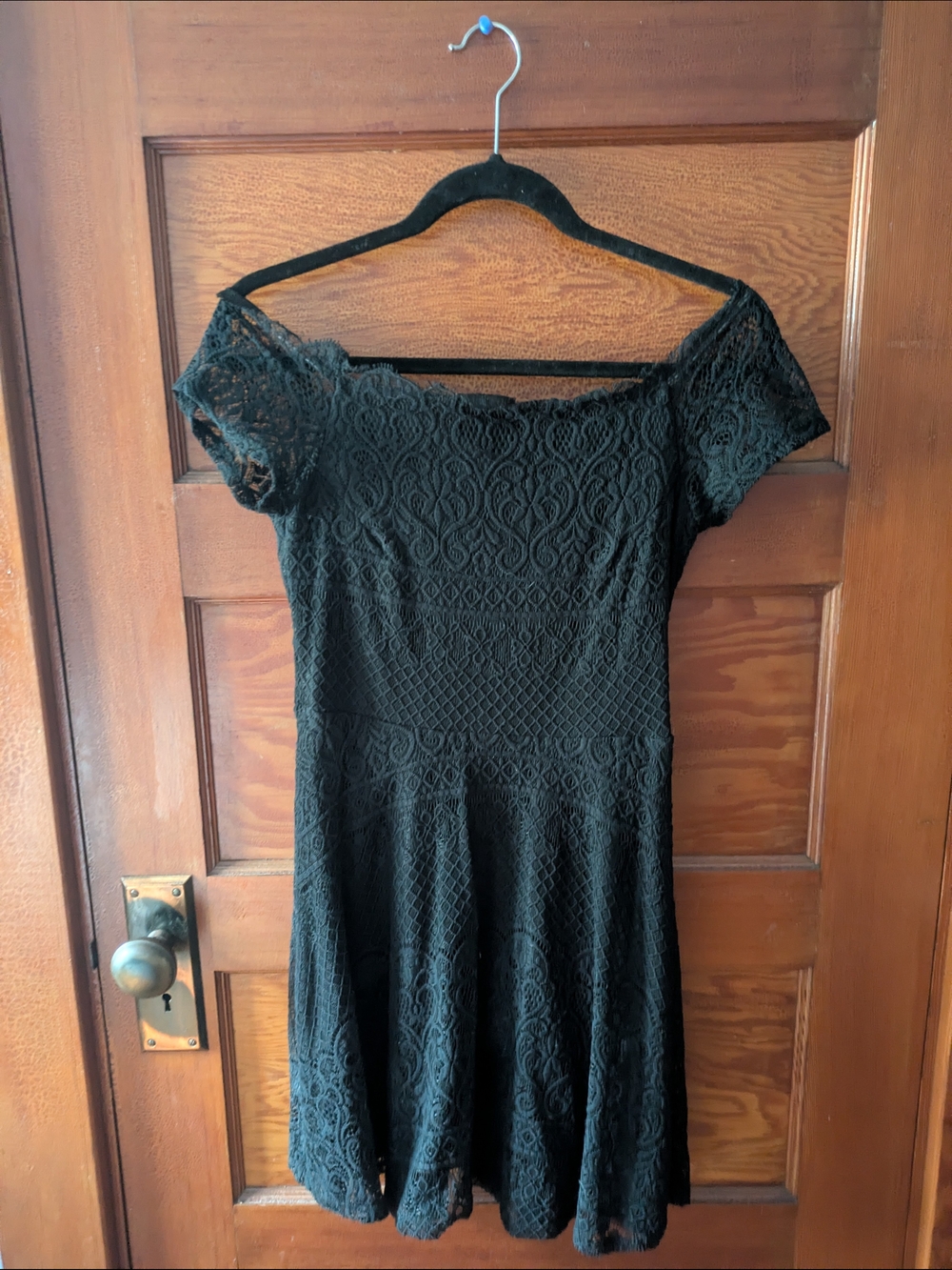 Rewind Black Lace Off-Shoulder Fit & Flare Dress